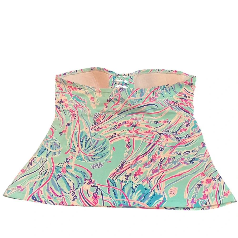 Lilly Pulitzer Size 10 Lulo Strapless Tankini Top in Bayside Blue Under the Moon